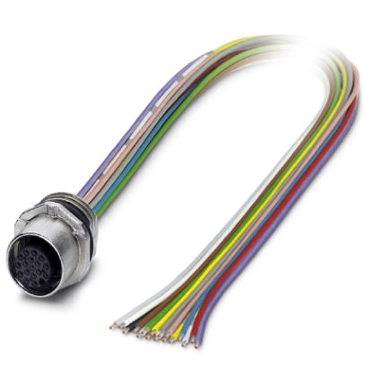 Phoenix Contact M12 Receptacle; SACC-E-FS-17CON-M16/0;5 SCO; Female; 17-Pin; 17-Wire; A - Standard Key; Front Mount; 0.5m Lead Wire